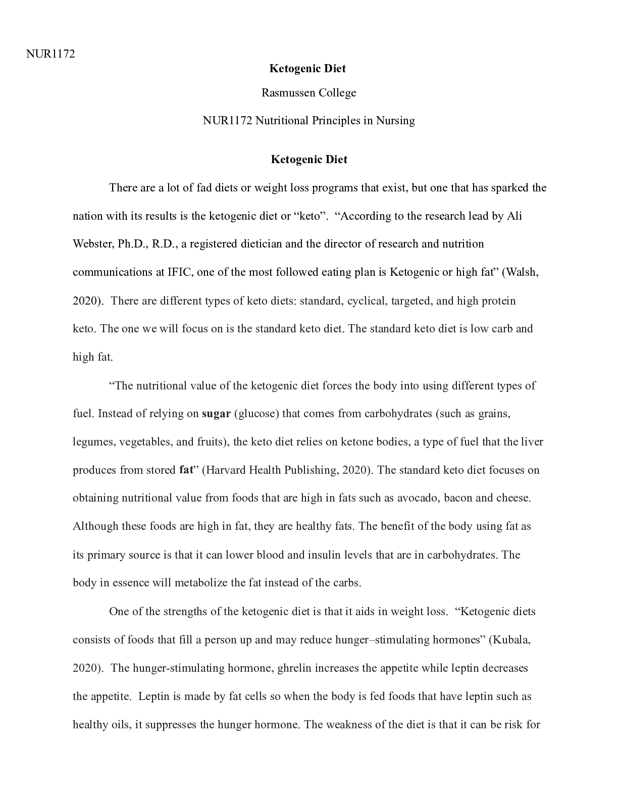 Preview of Ketogenic  Diet.docx  NUR1172  Ketogenic Diet  Rasmussen College  NUR1172 Nutritional Prin